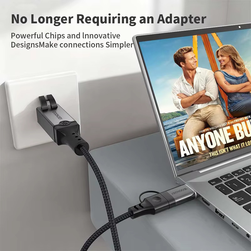 DOONJIEY 2-in-1 USB-C zu Ethernet Adapter mit RJ45 Gigabit LAN 1000Mbps für Laptop, PC und Mobiltelefon - Bild 5