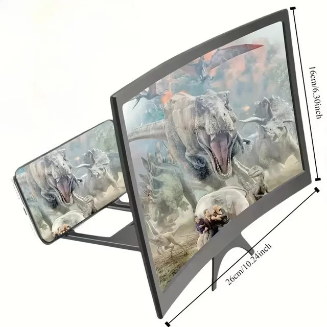 WALKESEN HD-Telefon-Bildschirmverstärker mit Halter und 3D-Lupe für Smartphones, gebogener Bildschirm zur Vergrößerung von Filmen und Videos, erhältlich in Schwarz und Weiß - Bild 1
