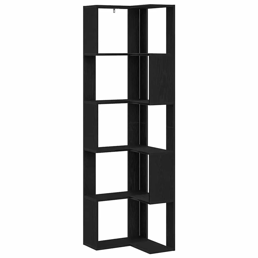 vidaXL Bücherregal in Schwarz und Eichen-Optik, modernes Standregal für Wohnzimmer, Büro oder Schlafzimmer, B/T/H: 50 x 50 x 179 cm - Bild 2