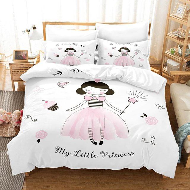 Binchi Outdoor Product Bettwäscheset für Kinder und Teenager mit Ballett tanzendem Mädchen Print, Weiß, Polyester, B/H: 150 x 200 cm - Bild 1