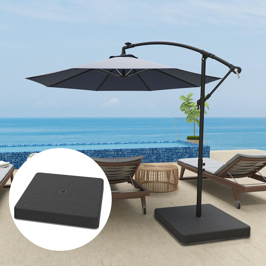 Outsunny Sonnenschirmständer 4-teilig aus schwarzem Kunststoff und Polyester, befüllbares Schirmgewicht für Ampelschirme mit 80 kg, B/H/L: 89 x 10,5 x 89 cm - Bild 2