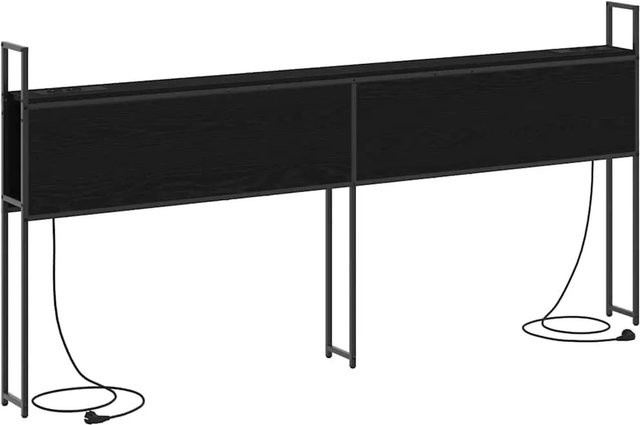 vidaXL Kopfteil mit Stauraum und Ladestation in Schwarz und Eichen-Optik - Bild 1