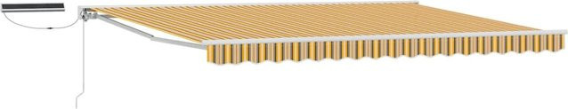 vidaXL Elektrische Ausziehbare Markise mit Semi-Cassette in Gelb Grau und Weiß, B: 4,5 m, T: 3,5 m - Bild 1
