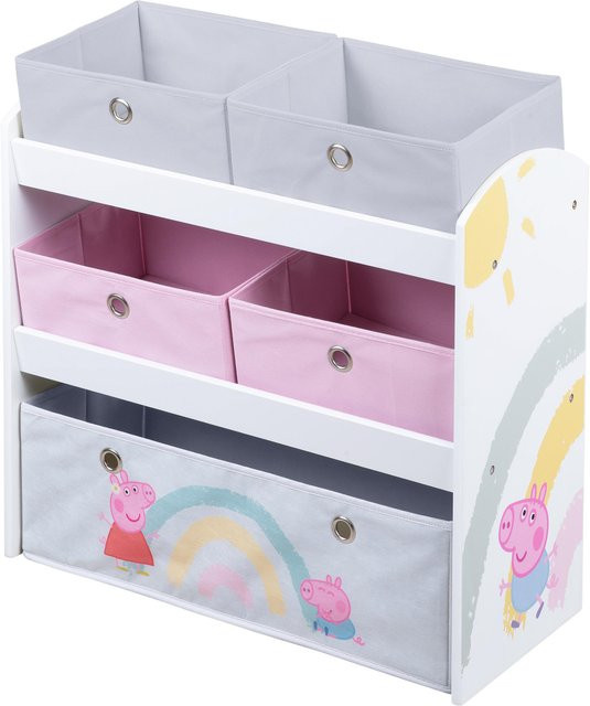 Roba Spielregal Peppa Pig aus Holz in Weiß mit Stoffboxen, B/T/H: 60 x 30 x 60 cm - Bild 1