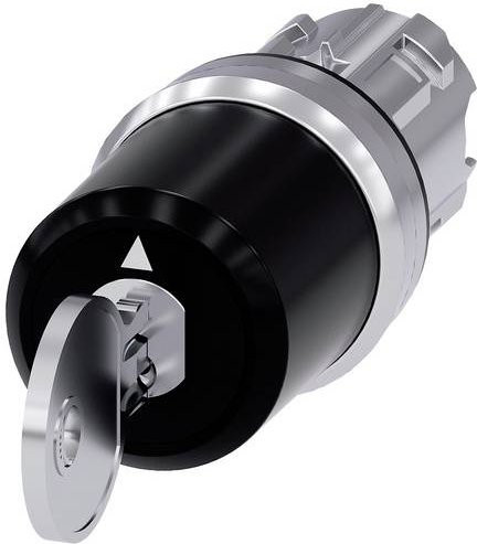 Siemens Schlüsselschalter 3SU1050-5PN01-0AA0 Schwarz Metall IP66 IP67 IP69/IP69K 2 x 45° - Bild 1