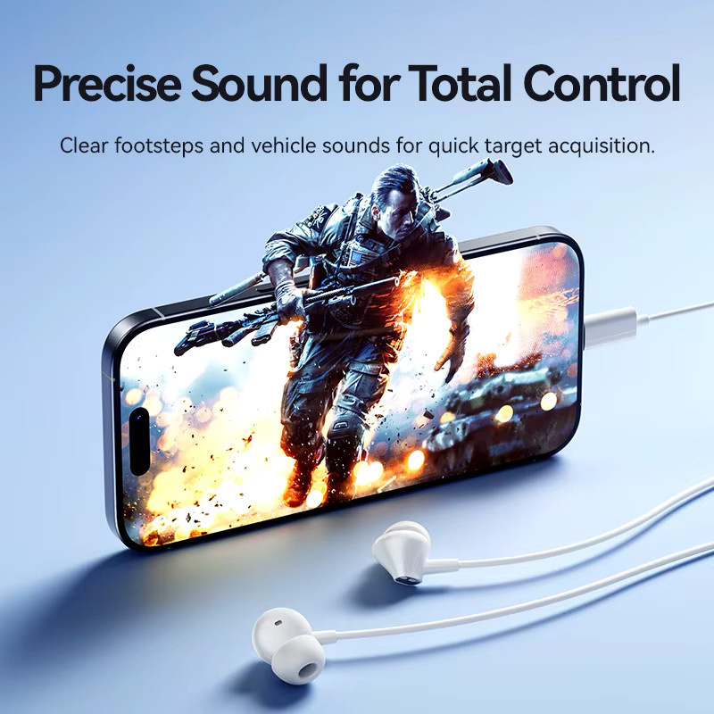 Vention USB-C In-Ear Kopfhörer mit HiFi Bass Stereo, Mikrofon und Lautstärkeregelung, Weiß - Bild 3