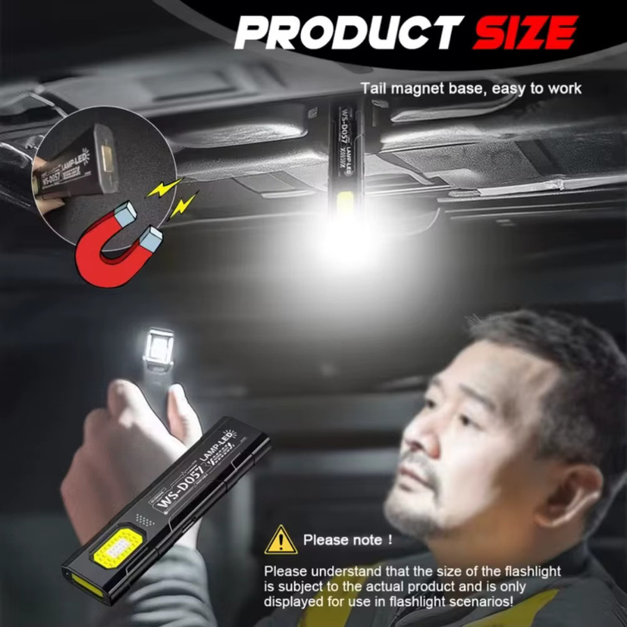 KDULIT LED COB Schlüsselanhänger Taschenlampe in Schwarz mit Magnet und USB-Wiederaufladung als tragbare Mini-Arbeitsleuchte und Notfall-Laterne - Bild 3