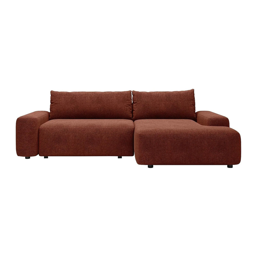 Vente-unique Schlafsofa Daviso in L-Form mit Schlaffunktion, Farbe Terracotta, Breite: 264 cm - Bild 2