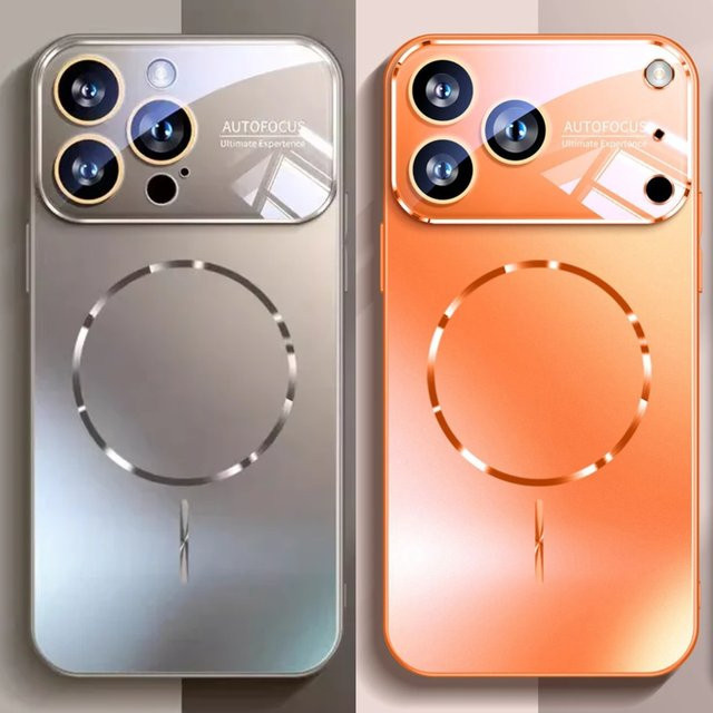 Aierkeba Matte AG Nano Handyhülle mit harter Rückseite und Magnetfunktion für MagSafe, kompatibel mit iPhone 17 16 15 14 Pro Max, Pink und Orange - Bild 1