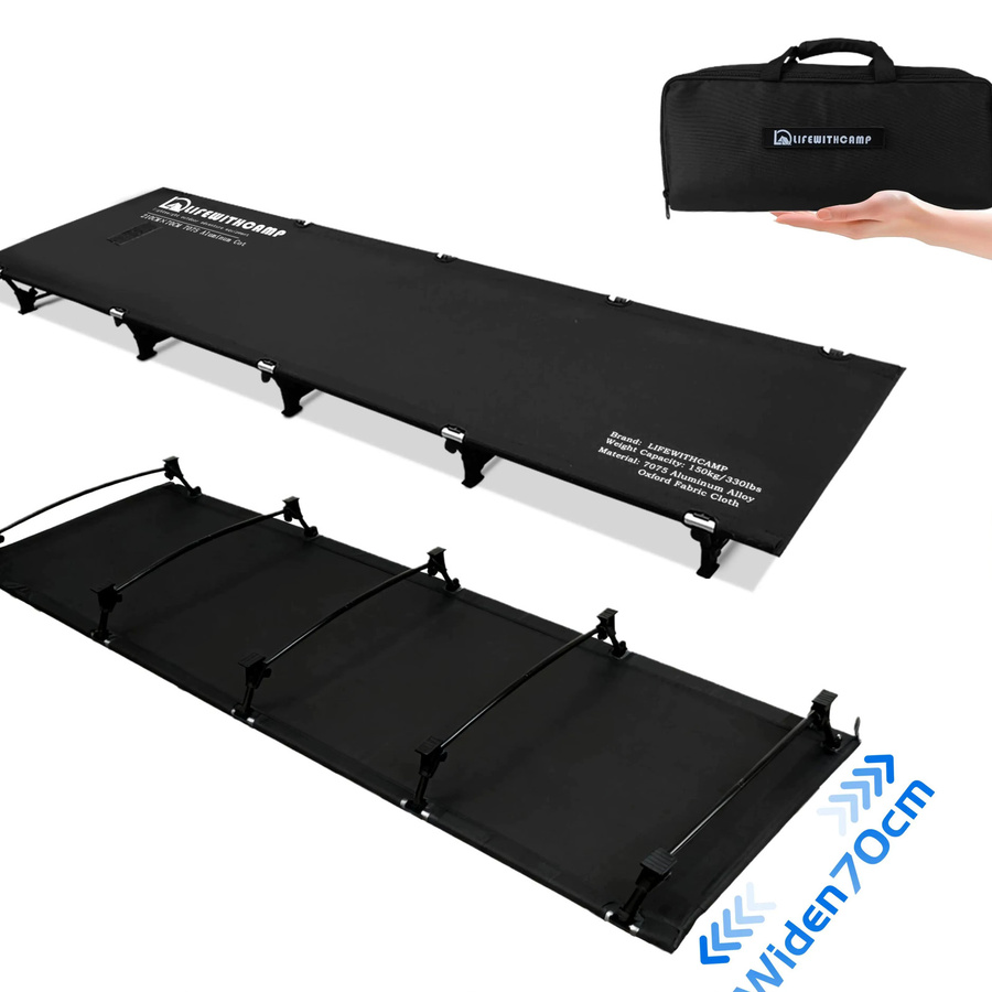 LIFEWITHCAMP Campingbett Klappbar, ultraleichtes tragbares Zeltbett für Outdoor und Wandern, Farbe: Grün, Breite: 70 cm - Bild 7