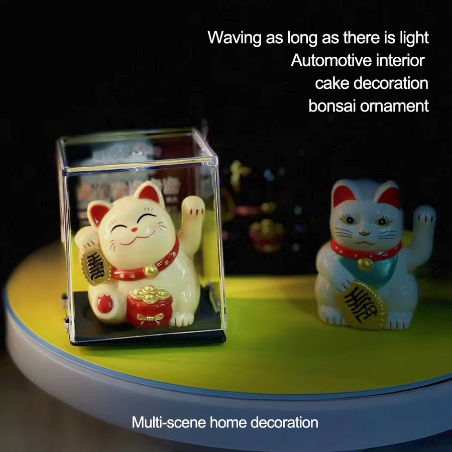 Solarbetriebene Kucky Cat Beckoning Fortune Cat Automatische winkende Katze in Dunkelgrau als Tischdeko für Büro und Auto - Bild 5