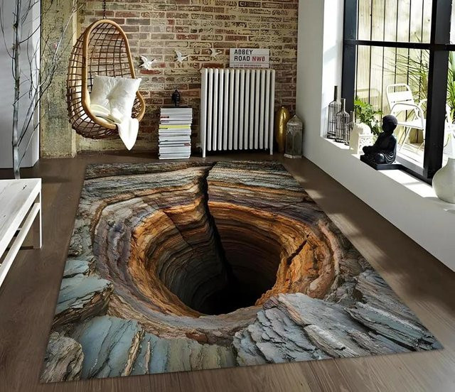 3D-Illusions-Teppich Lodestar mit Tiefes-Loch-Design in Multicolour, B/T: 80 x 50 cm - Bild 1