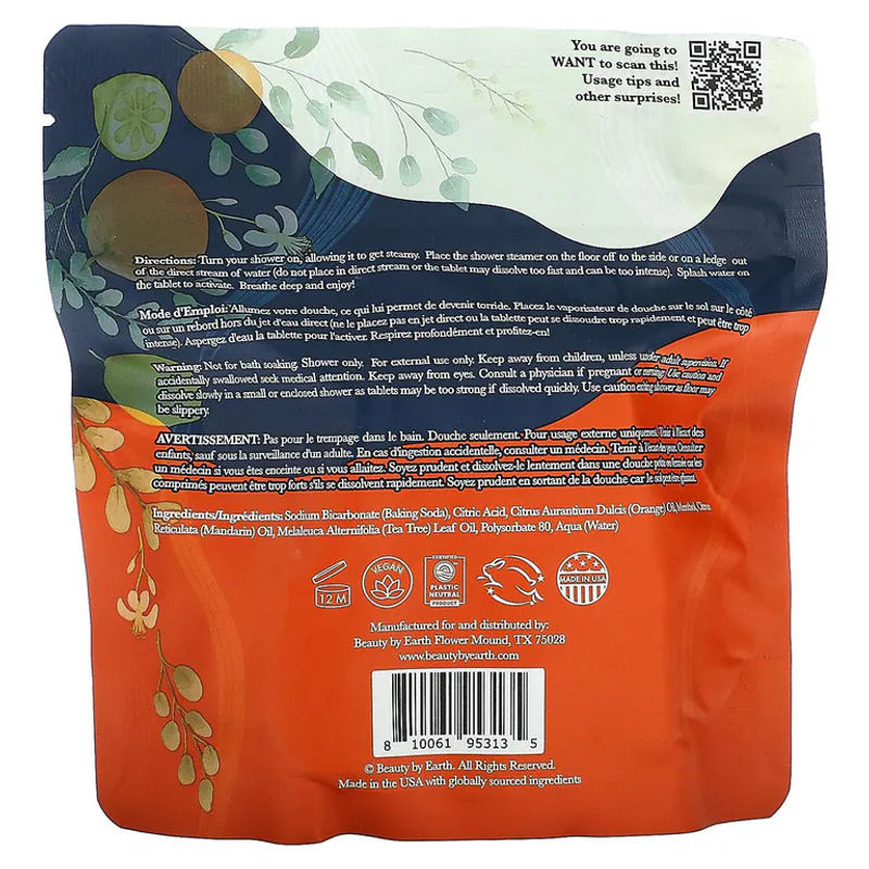 Beauty By Earth Burst Of Energy Duschdampfer mit Zitrus-Aroma, Orange, 7 Tabletten, 198g - Bild 2