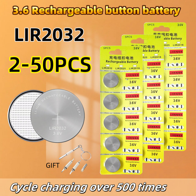 Wiederaufladbare LIR2032 Lithium-Knopfbatterie von koonenda, 3,6 V 40 mAh, Farbe: Silber - Bild 1