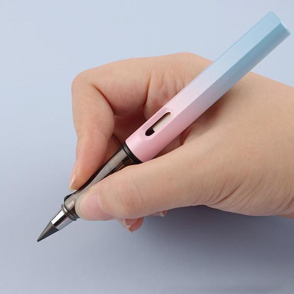 6er Set Ewige Bleistifte mit Farbverlauf und Radiergummi, tintenlose Schreibstifte aus Metall und Kunststoff in Multicolour für Schule und Büro - Bild 2