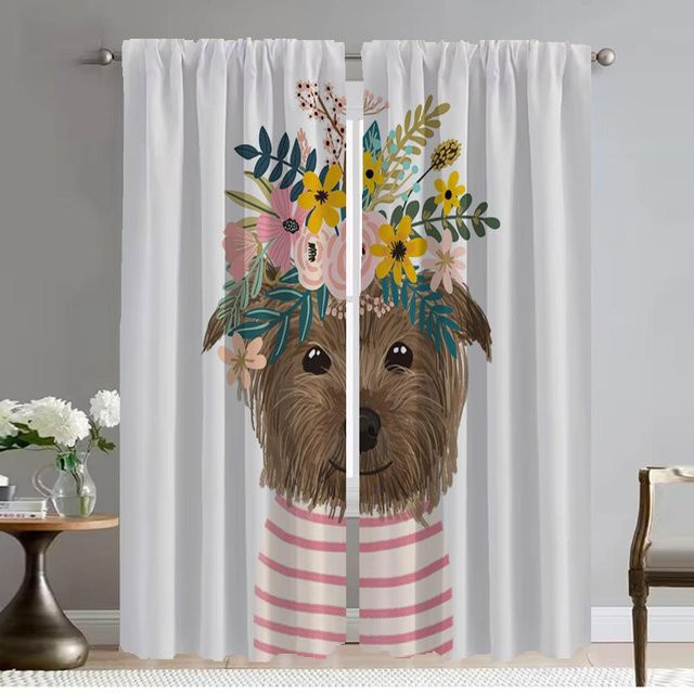 Elegante Raumvorhänge Floral Friends mit Tiermotiv, 2er-Set, Mehrfarbig, Breite: 50 cm, Höhe: 70 cm - Bild 1