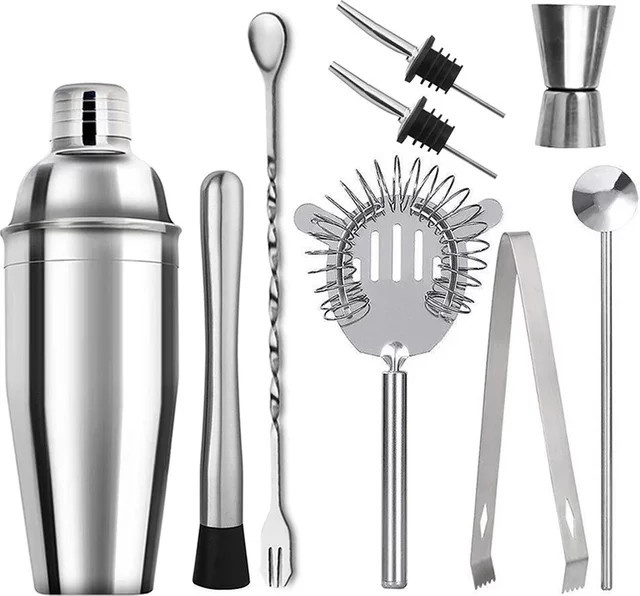 Upors Cocktail Shaker Set aus Edelstahl in Silber mit Aufbewahrungstasche - Bild 1