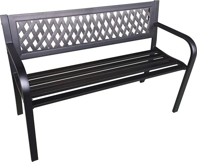 DELUKE Gartenbank TIMO mit Armlehnen aus Stahl und Kunststoff, Schwarz, Breite: 119 cm - Bild 1
