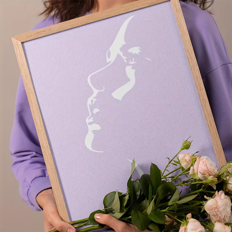 4-teiliges Set A4 Moderne Gesichtslinien-Malschablonen aus Kunststoff für abstrakte Porträt-DIY-Projekte auf Holz, Stoff oder T-Shirts - Bild 2