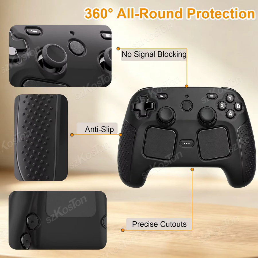 SZKOSTON Silikon-Schutzhülle für Steam Controller 2 in Schwarz, rutschfeste und stoßfeste Schutzschale - Bild 5