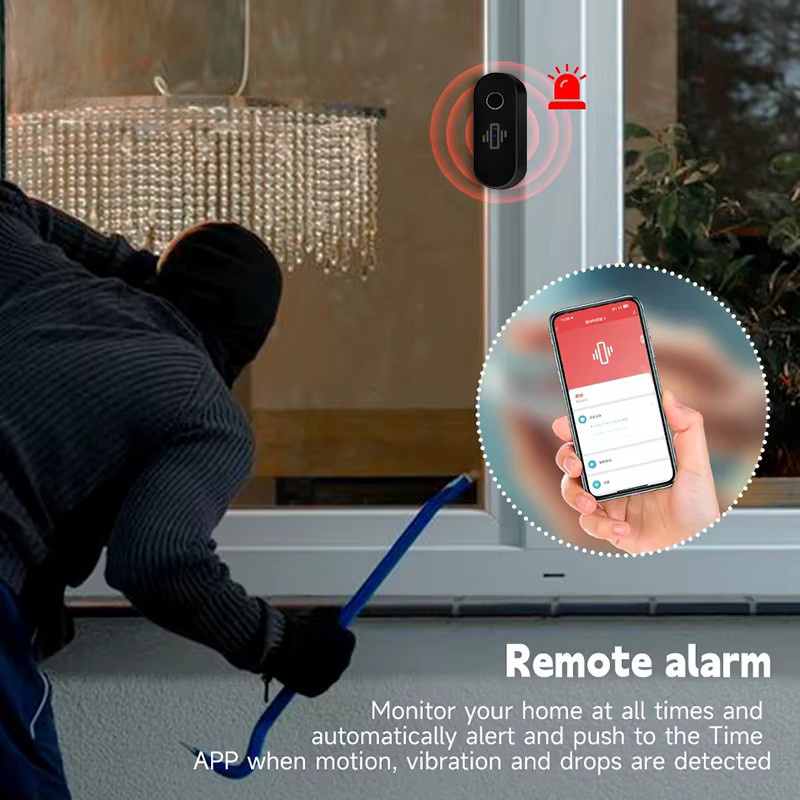 Tuya WiFi Vibrationssensor für Tür, Fenster und Glas in Weiß oder Schwarz zur Diebstahlsicherung mit Echtzeit-Alarm via Smart App - Bild 2