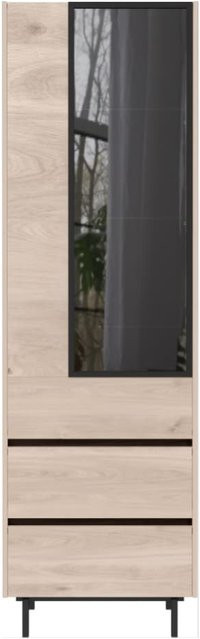 Germania Vitrine GW-CANTORIA 1267 in Castello-Eiche und Schwarz mit Rauchglas und Soft-Close-Türen, B/T/H: 64 x 40 x 206 cm - Bild 1