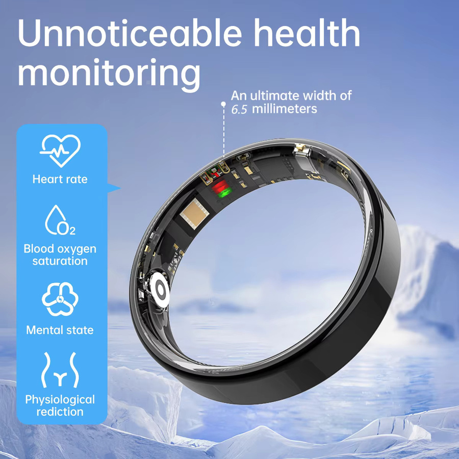 SIMSONLAB Smart Ring in Schwarz mit Herzfrequenz- und Blutsauerstoff-Monitor, 5ATM wasserdicht und mit Gestensteuerung für Sport und Gesundheit - Bild 2