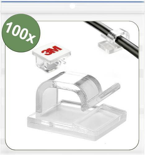 3M Kabelclip selbstklebend transparent für Bündel-Durchmesser 1 bis 7 mm, 100 Stück - Bild 1