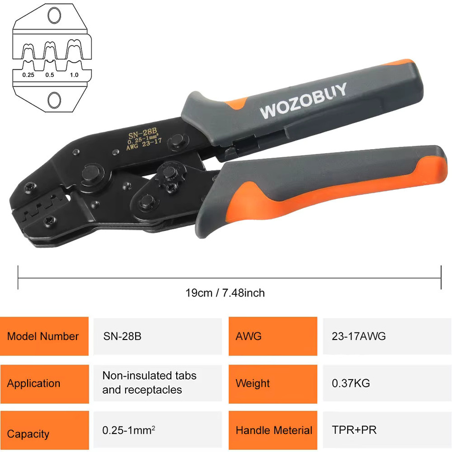 WOZOBUY Crimpzange für Micro-Anschlussstifte und Crimpwerkzeugsatz für JST, Dupont, Molex und AMP EI-Serie, AWG23-17 - Bild 2