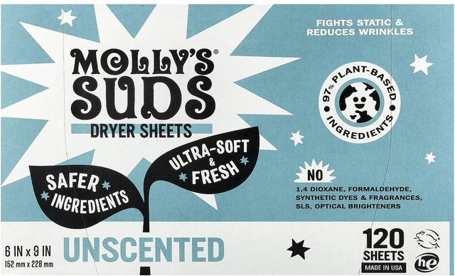 Molly'S Suds Trocknertücher ohne Duft, 120 Stück, Black - Bild 1
