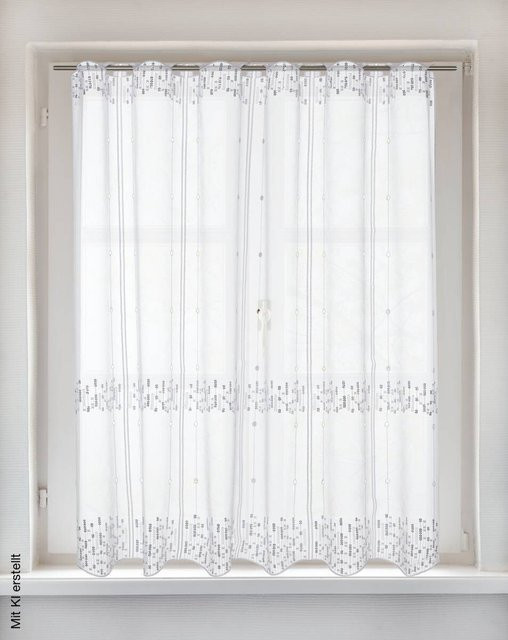 POCOline Cliprollo Pailette Vorhang in Weiß, B: 140 cm, H: 95 cm - Bild 1