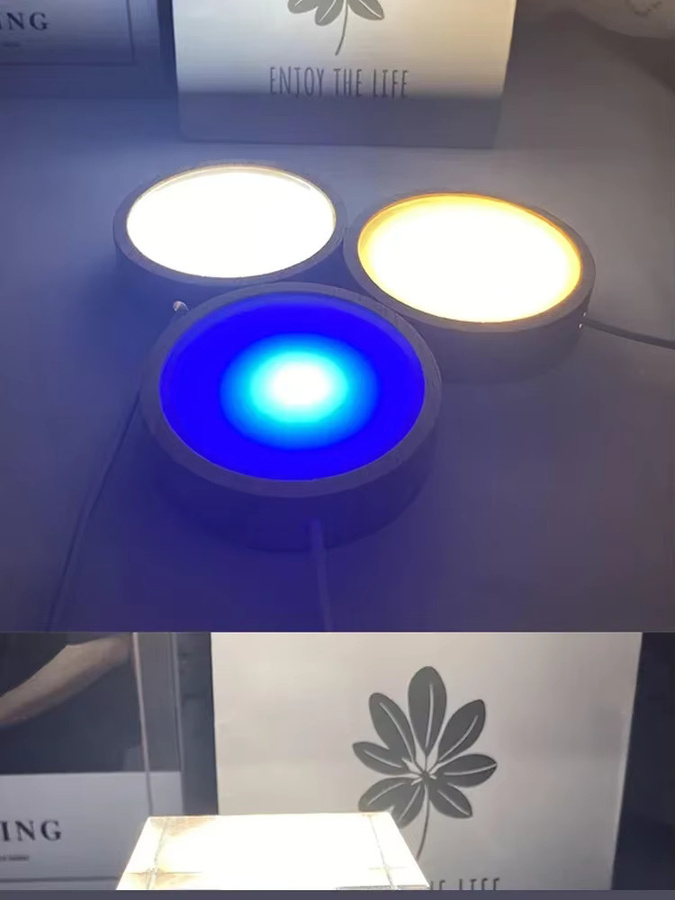 Runde LED Nachtlicht Basis aus Holz in Braun für Kristall- und Glas-Display mit USB-Anschluss - Bild 6
