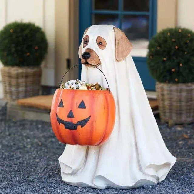 Rainbow Rain Halloween Hundeelfen Deko-Ornamente aus Kunststoff in Weiß für die Tischdekoration - Bild 1