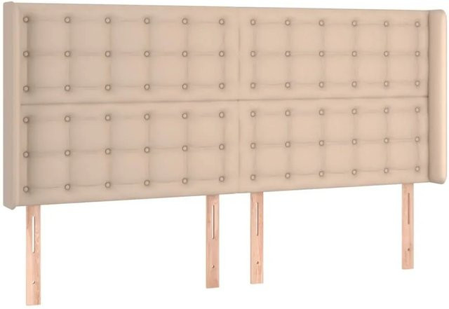 vidaXL LED Kopfteil aus Kunstleder in Cappuccino-Braun mit USB-Ladeport und integrierter Beleuchtung, B: 163 cm, T: 16 cm, H: 118 cm - Bild 1
