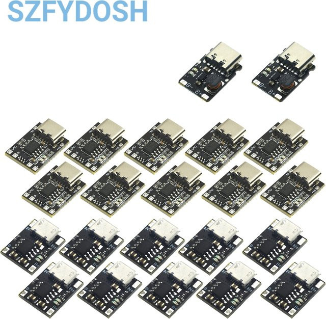 USB TP4057/56 Lithium-Batterie Lade Modul mit Schutzfunktion und Temperaturüberwachung in Schwarz mit Micro-USB und USB-C Anschluss - Bild 1