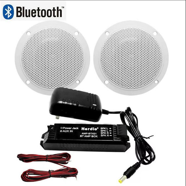 Herdio Deckenlautsprecher mit Bluetooth und digitalem Klassenverstärker, wasserdicht, 160 W, 4 Zoll, weiß - Bild 1