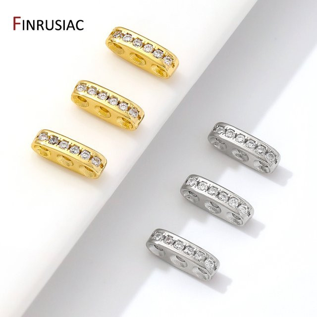 FINRUSIAC 3-Loch-Trenner, 18 Karat vergoldetes Messing, Zirkon, Stangenverbinder - Bild 1