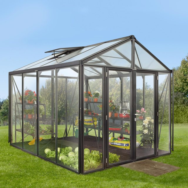 Vitavia Gewächshaus Zeus Comfort 8100 in Schwarz mit 8,1 m² Fläche, 3 mm ESG-Glas und 10 mm HKP-Profilen - Bild 1