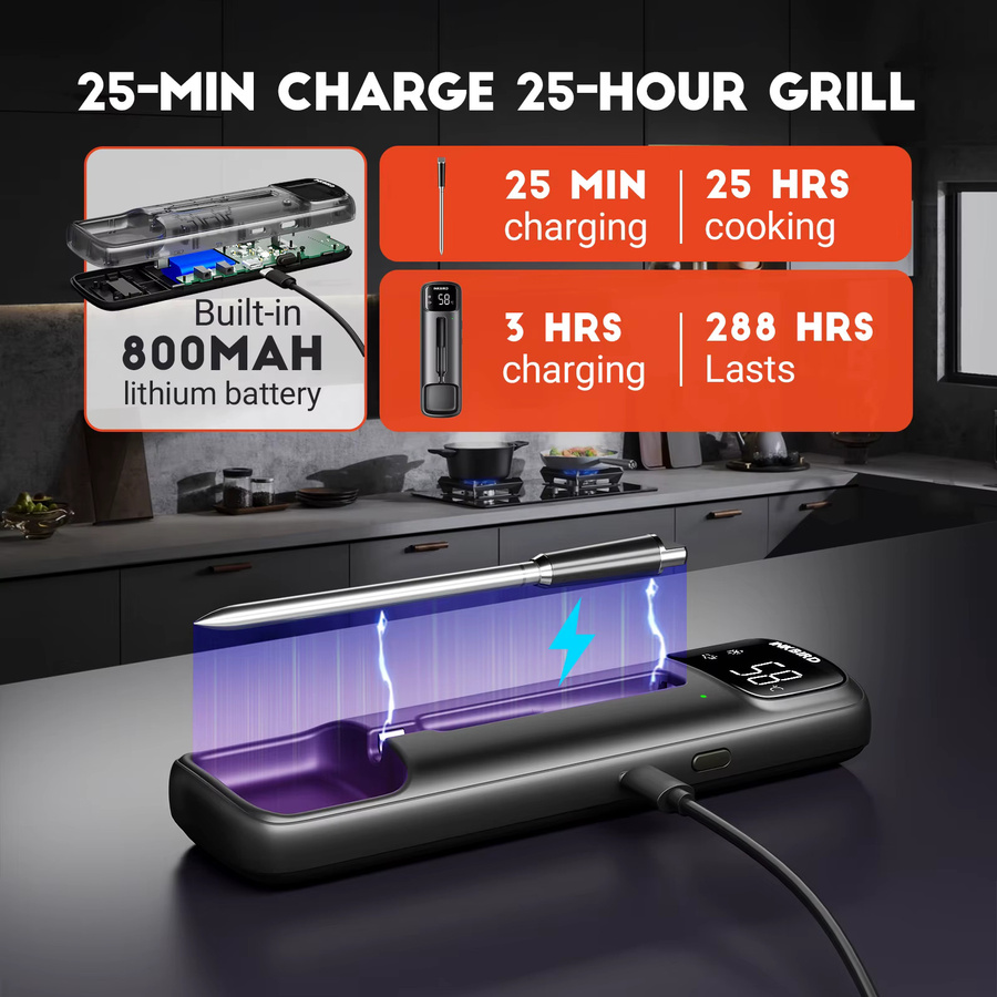 INKBIRD Kabelloses Dual-Sensor Bluetooth-Fleischthermometer mit LED-Display und IP67 Wasserdichtigkeit für BBQ und Smoker - Bild 3