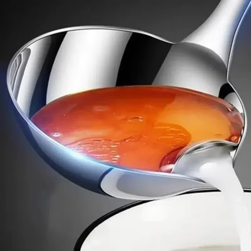 Edelstahl Öl-Trennlöffel in Silber als Fettseparator und Sieb für Suppe und Soße - Bild 2