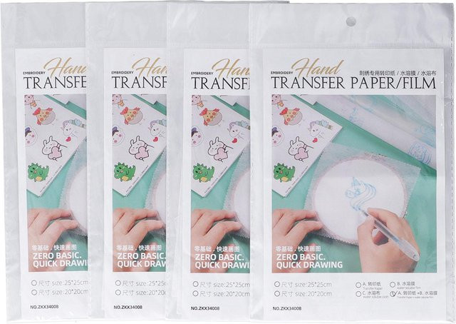 TOMTOP JMS DIY-Stickerei-Transferpapier Set, 4 Packungen transparentes Stickzubehör für Erwachsene, Weiß - Bild 1