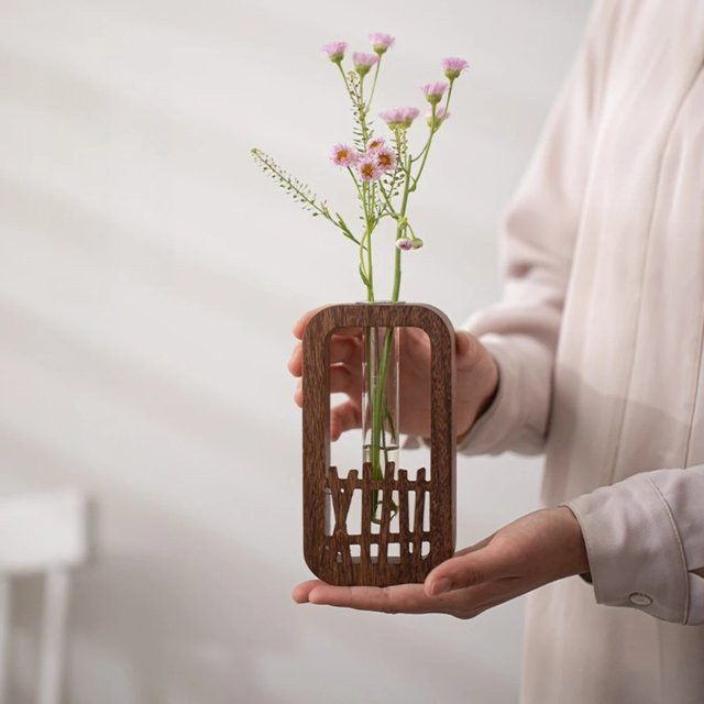 Retro Glas Reagenzglas Vase für Hydrokultur in Grün zur Tischdekoration für Hochzeit und Büro - Bild 1