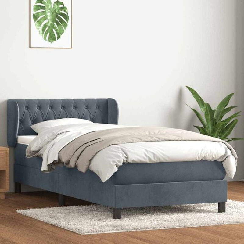 vidaxl Boxspringbett mit Matratze aus Samt in Anthrazit, B/L: 80 x 210 cm - Bild 1
