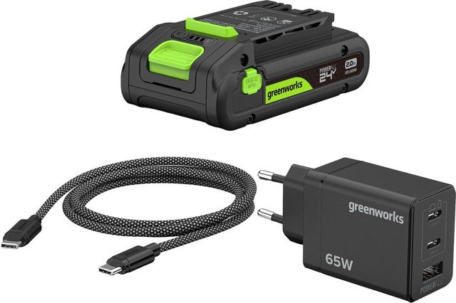 Greenworks Akku-Starter-Set K2S2BEAA1 Schwarz-Grün 24 V 2 Ah - Bild 1