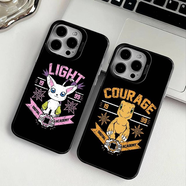Anime D-DigimonS Cartoon Handyhülle für iPhone 11-16, Farbwechselnd und Transparent, Anti-Fall TPU Hülle in Schwarz - Bild 1