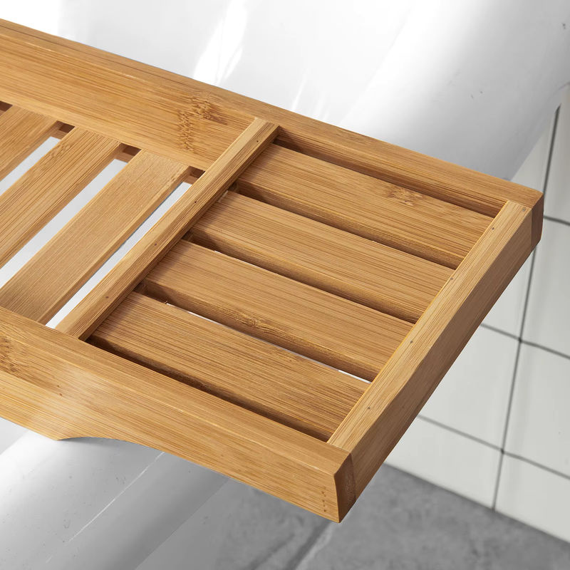 SoBuy Badewannenablage FRG212-N aus Bambus in Braun, Breite: 80 cm - Bild 4