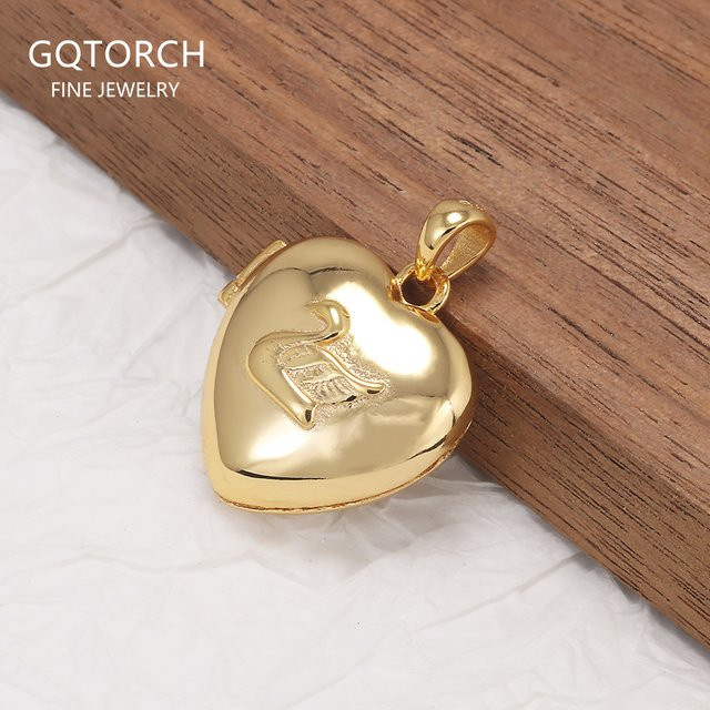 GQTorch Medaillon-Anhänger 925 Silber, Gold, Liebesherz, Damen - Bild 1
