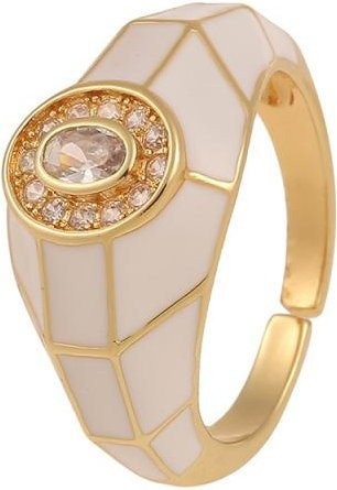 Wucifang Jewelry Ring, Emaille, beige, Damen - Bild 1