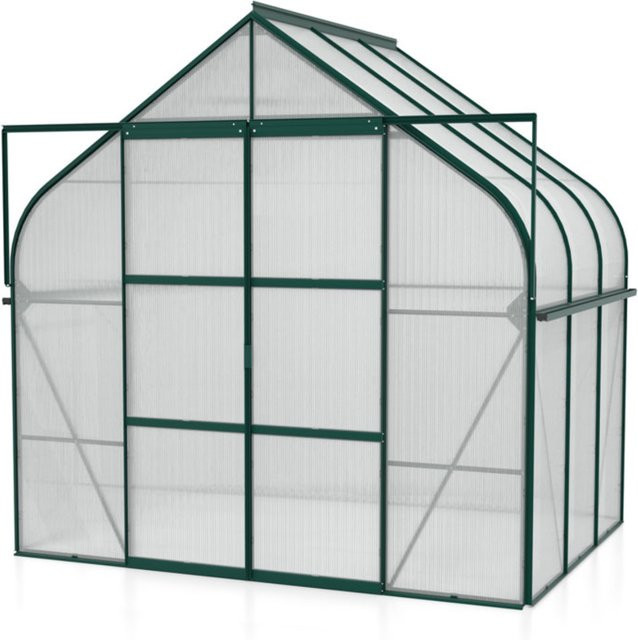 Vitavia Gewächshaus Diana 5000 freistehend, Smaragdgrün, 5,0 m², Aluminium und Polycarbonat mit Doppelschiebetür, Dachfenster und Regenrinnen - Bild 1