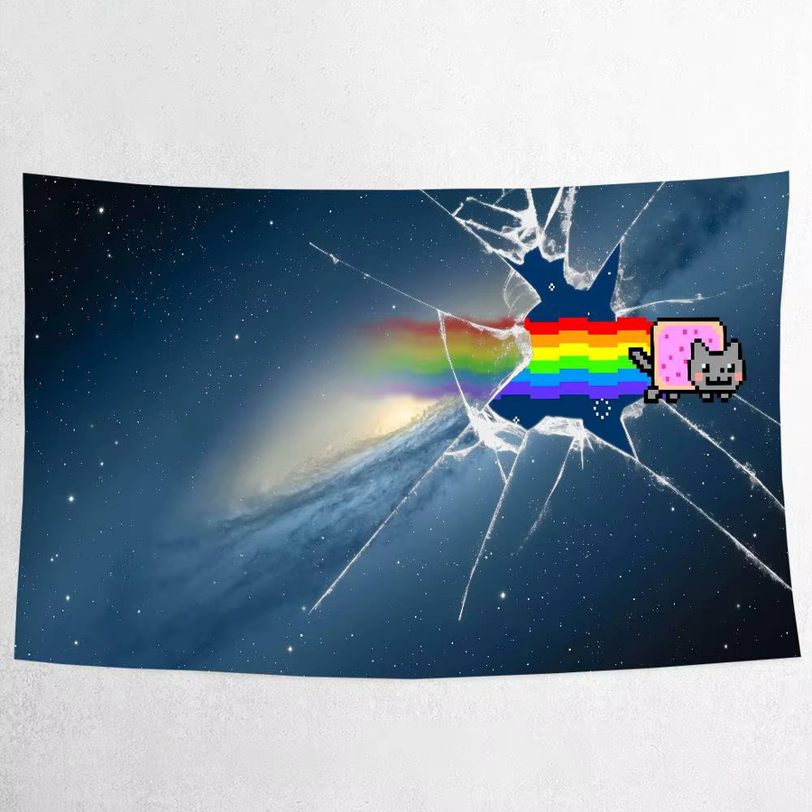 Mesuca N-Nyan Cat Weihnachtshintergrund in Mehrfarbig, Abstraktes Textil-Fotostudio-Hintergrundbild - Bild 2